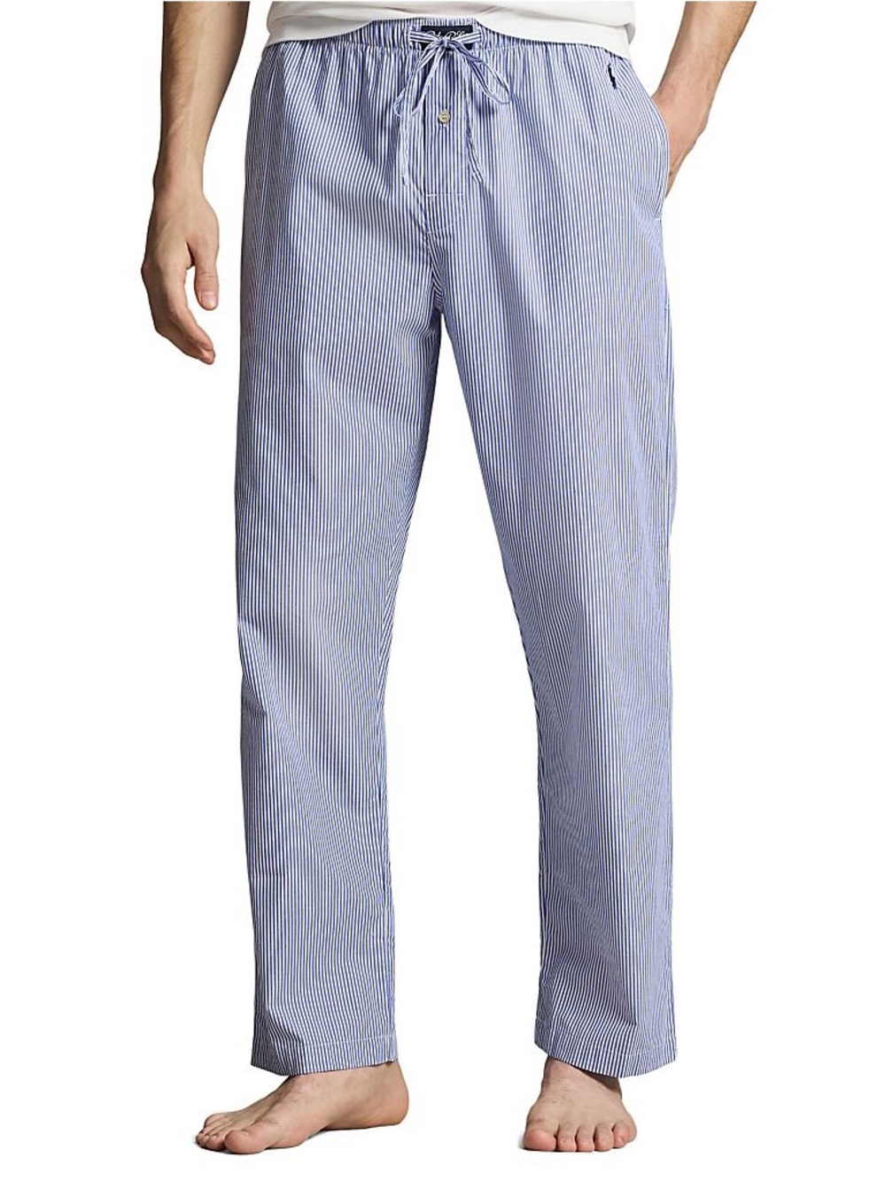 Polo by Ralph Lauren Blue/White Pinstripe Drawstring Lounge Pants